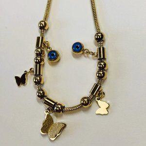 Gold DIY Evil Eye Butterfly Necklace
